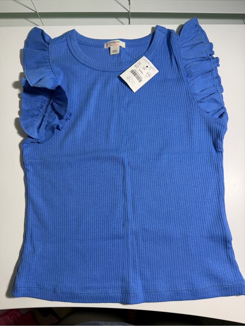 Circo Bright Blue Ribbed Tank with Ruffle Sleeves